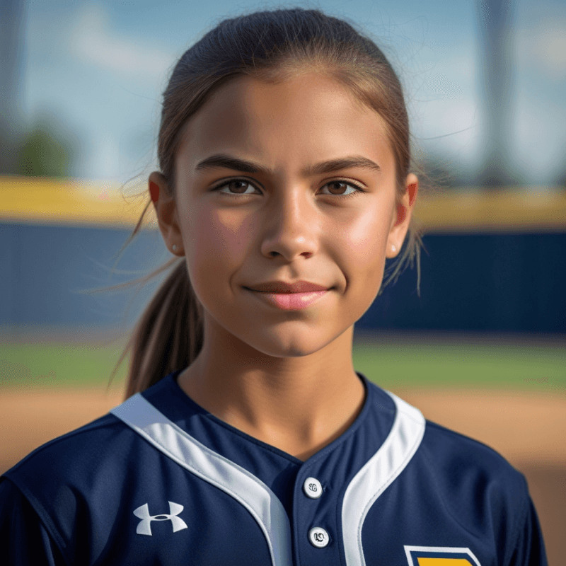 A young travel ball athlete in uniform